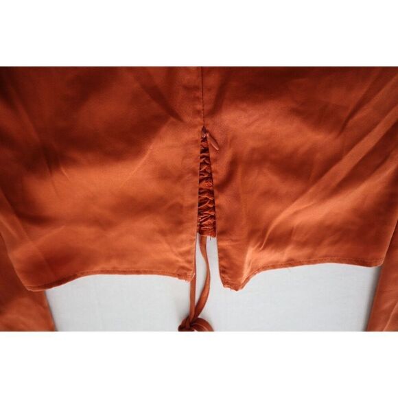 ASTR the Label AT17128003 Women Sz XS Rust V-Neck L/S Cinched Front Crop Top - Picture 4 of 7